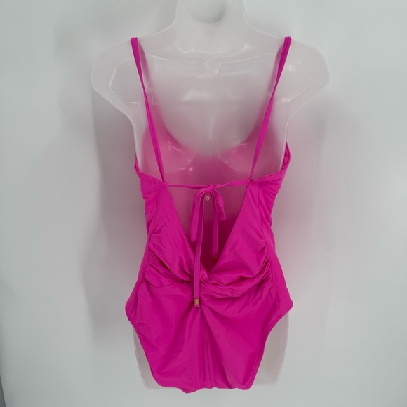 Trina Turk NWT  Swimsuit Women's Twist Back High Leg One Piece Pink Size 14 - Picture 7 of 7
